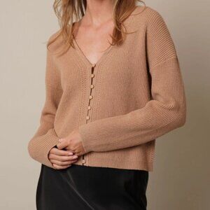 New Cyrus Button Front Cardigan Sweater Size XS in Toffee